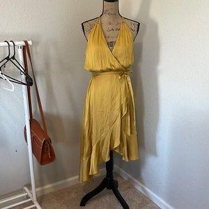 EXPRESS mustard wrap dress Medium